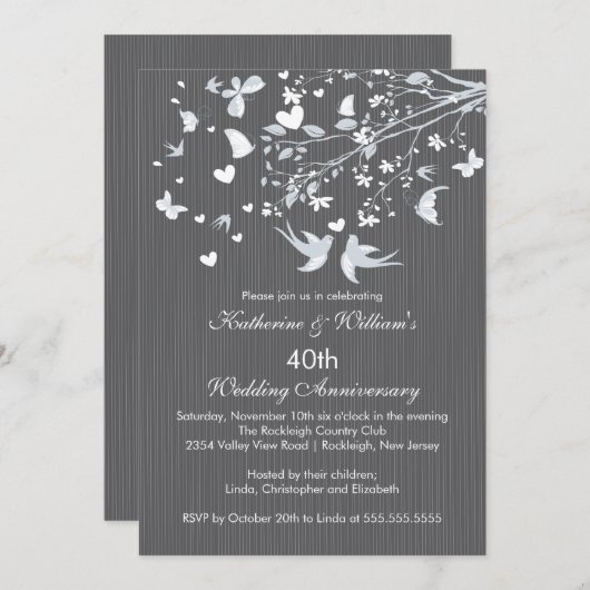 Invitation à la fête d'anniversaire des oiseaux d' (Devant / Derrière)