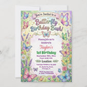 Invitation à la fête d'anniversaire des papillons (Devant)