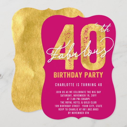 Invitation à la fête d'anniversaire des Quarante a (Devant / Derrière)