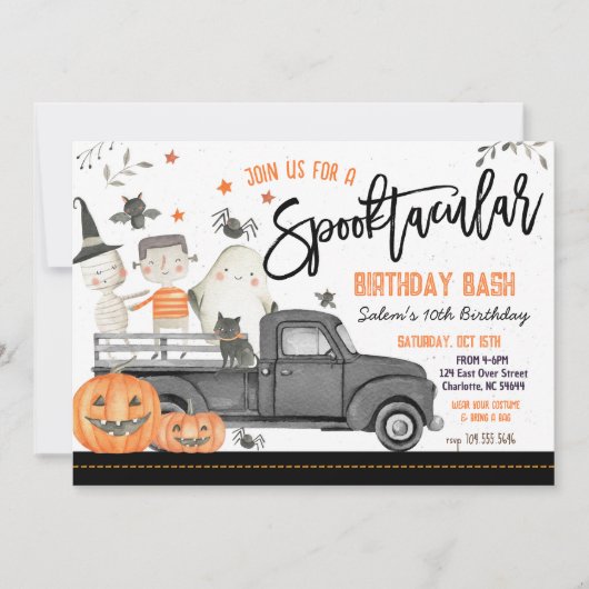 Invitation à la fête d'anniversaire d'Halloween, (Devant)