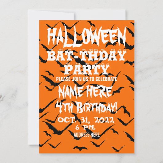 INVITATION À LA FÊTE D'ANNIVERSAIRE D'HALLOWEEN (Devant)