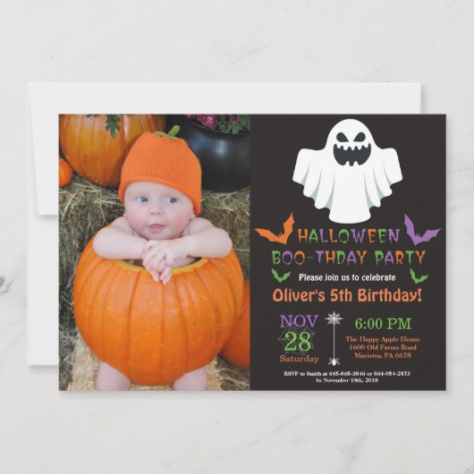 Invitation à la fête d'anniversaire d'Halloween (Devant)