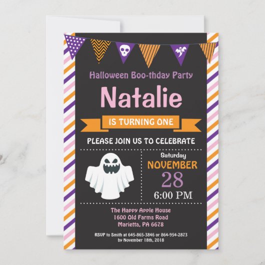 Invitation à la fête d'anniversaire d'Halloween (Devant)