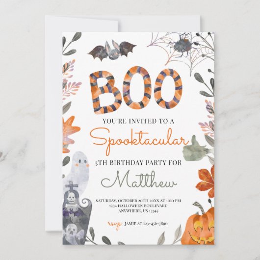 Invitation à la fête d'anniversaire d'Halloween av (Devant)