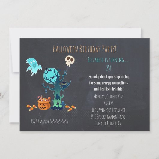 Invitation à la fête d'anniversaire d'Halloween éf (Devant)