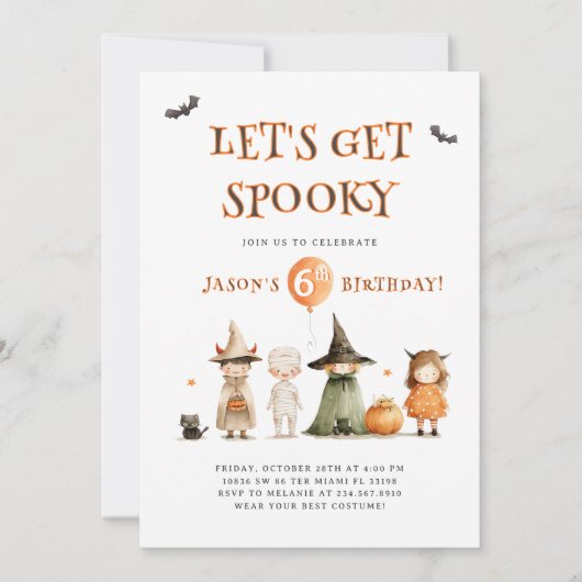 Invitation à la fête d'anniversaire d'Halloween éf (Devant)