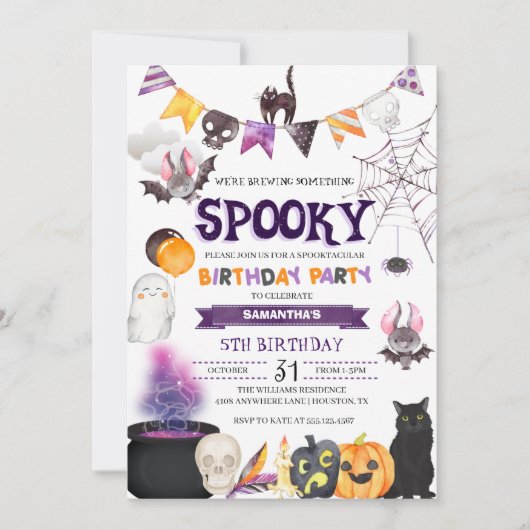 Invitation à la fête d'anniversaire d'Halloween Éf (Devant)
