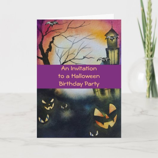 Invitation à la fête d'anniversaire d'Halloween po (Devant)