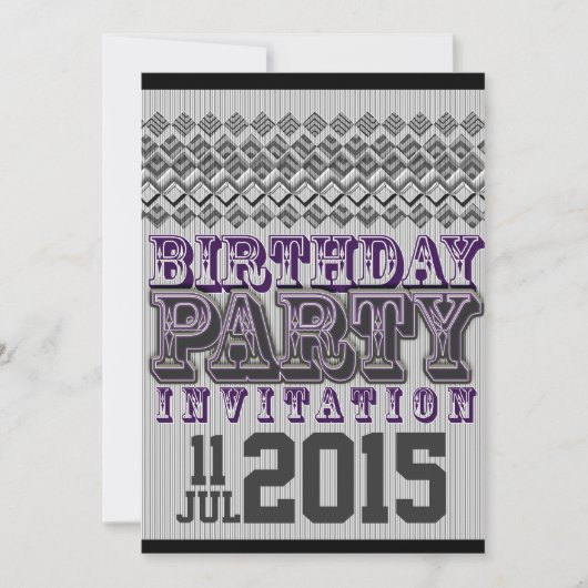 Invitation à la fête d'anniversaire Diamants Rayés (Devant)