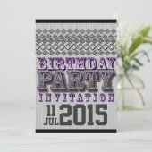 Invitation à la fête d'anniversaire Diamants Rayés (Debout devant)
