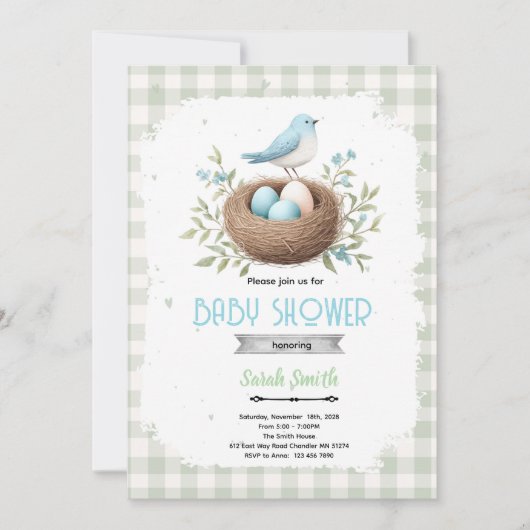 Invitation à la fête d'anniversaire d'oiseau (Devant)