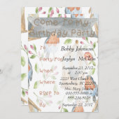 Invitation à la fête d'anniversaire d'oiseaux et d (Devant / Derrière)