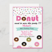 Invitation à la fête d'anniversaire Donut (Devant / Derrière)