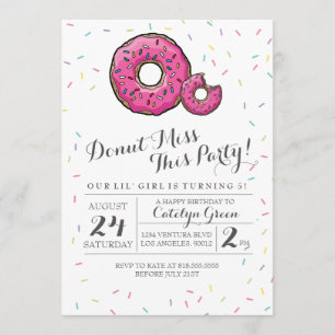 Invitation à la fête d'anniversaire Donut