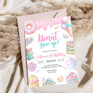 Invitation à la fête d'anniversaire Donut Grow Up