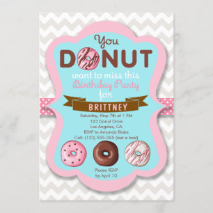 Invitation à la fête d'anniversaire Donut Sweet