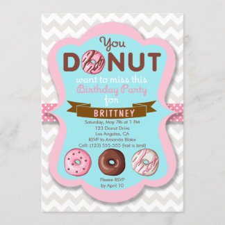 Invitation à la fête d'anniversaire Donut Sweet