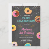 Invitation à la fête d'anniversaire Donuts (Devant)