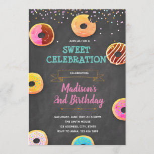 Invitation à la fête d'anniversaire Donuts