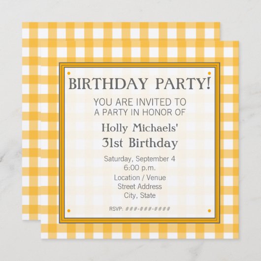 Invitation à la fête d'anniversaire d'Orange En vi (Devant / Derrière)