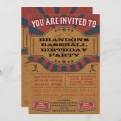 Invitation à la fête d'anniversaire du baseball vi (Devant / Derrière)