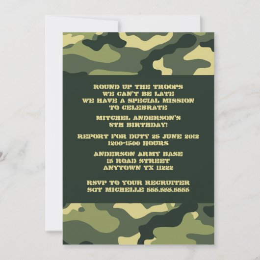 Invitation à la fête d'anniversaire du Camo de l'A (Devant)