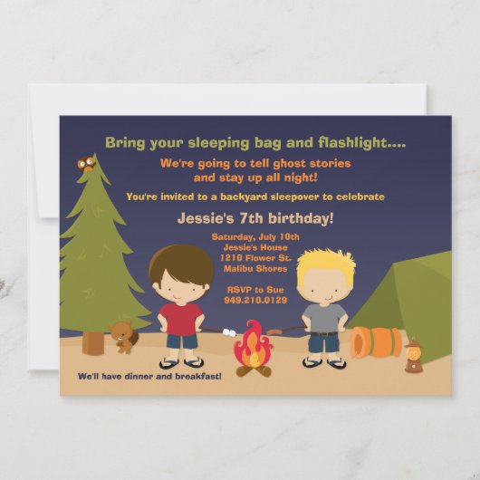 Invitation à la fête d'anniversaire du camping (Devant)