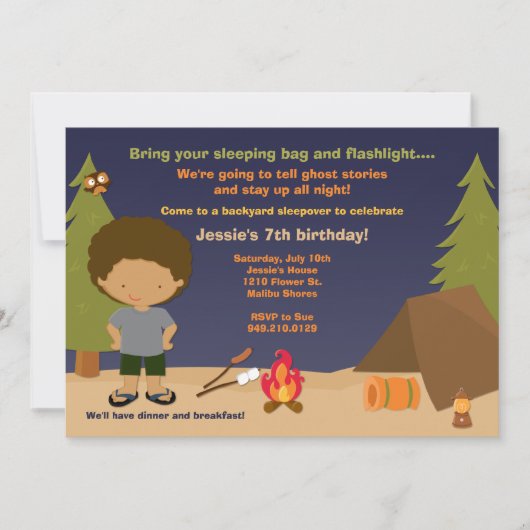 Invitation à la fête d'anniversaire du camping (Devant)