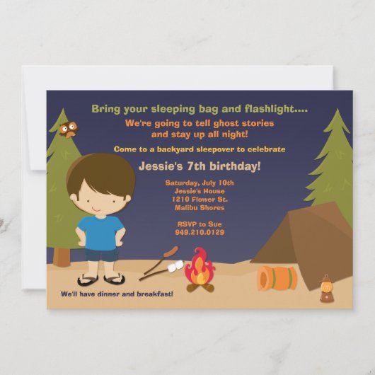 Invitation à la fête d'anniversaire du camping (Devant)
