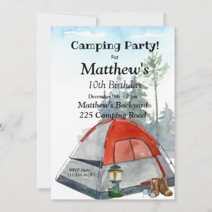 Invitation à la fête d'anniversaire du camping, ca