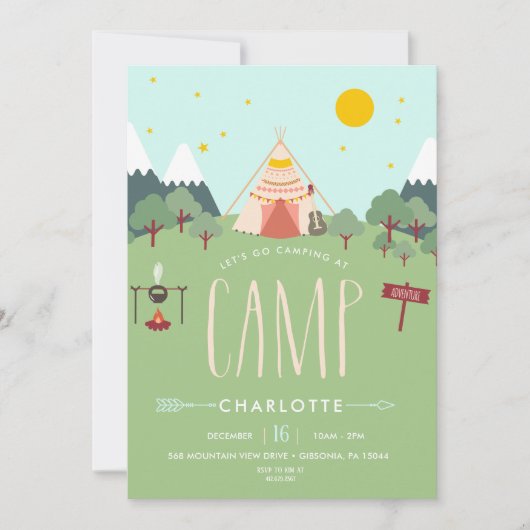 Invitation à la fête d'anniversaire du camping Pin (Devant)