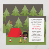 Invitation à la fête d'anniversaire du camping pou (Devant / Derrière)