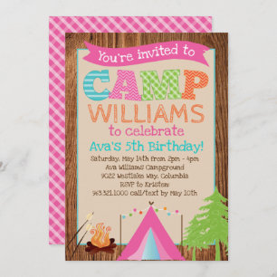 Invitation à la fête d'anniversaire du camping pou