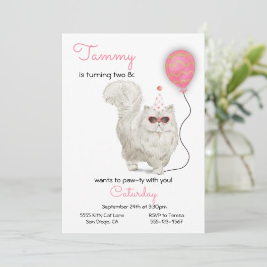 Invitation à la fête d'anniversaire du chat (Debout devant)