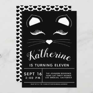 Invitations Noir Et Blanc Chat Anniversaires Zazzle Be