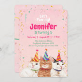 Invitation à la fête d'anniversaire du chat rose K (Devant / Derrière)
