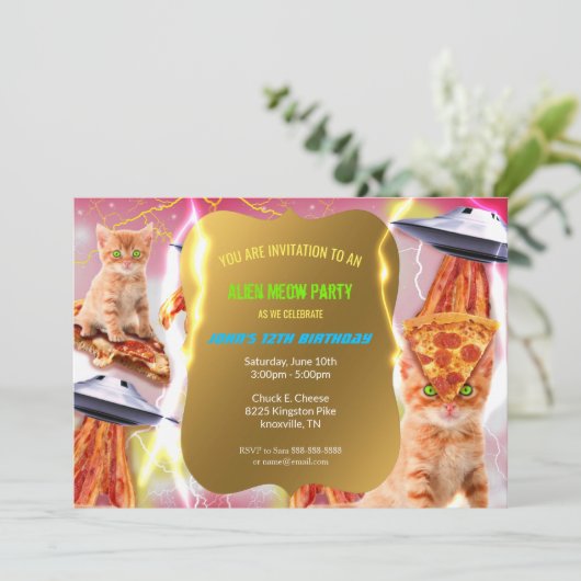 Invitation à la fête d'anniversaire du chat Ufo (Debout devant)