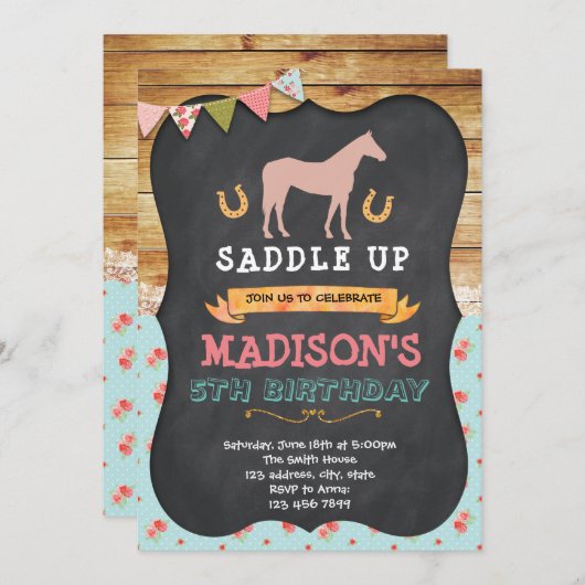 Invitation à la fête d'anniversaire du cheval (Devant / Derrière)