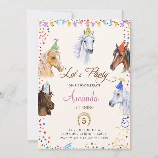 Invitation à la fête d'anniversaire du cheval (Devant)