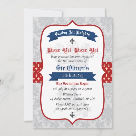 Invitation à la fête d'anniversaire du Chevalier (Devant)