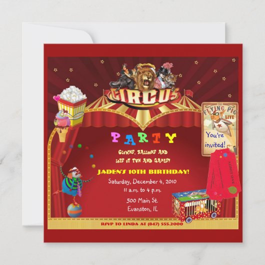 invitation à la fête d'anniversaire du cirque (Devant)