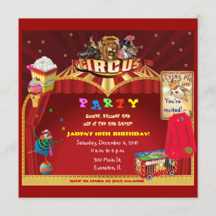 invitation à la fête d'anniversaire du cirque