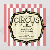 Invitation à la fête d'anniversaire du cirque (Devant / Derrière)