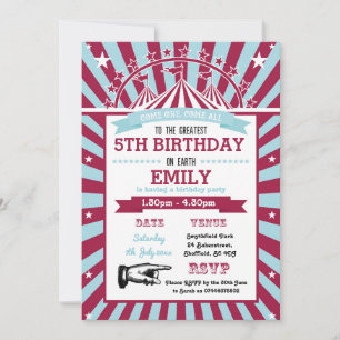 Invitation à la fête d'anniversaire du cirque
