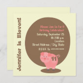 Invitation à la fête d'anniversaire du cochon (Devant / Derrière)