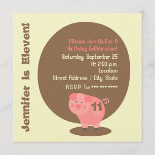 Invitation à la fête d'anniversaire du cochon