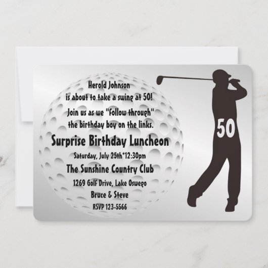 Invitation à la fête d'anniversaire du Cool Golfer (Devant)