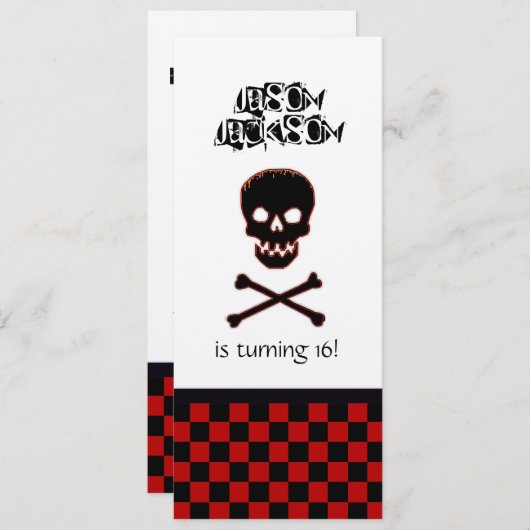 Invitation à la fête d'anniversaire du crâne (Devant / Derrière)