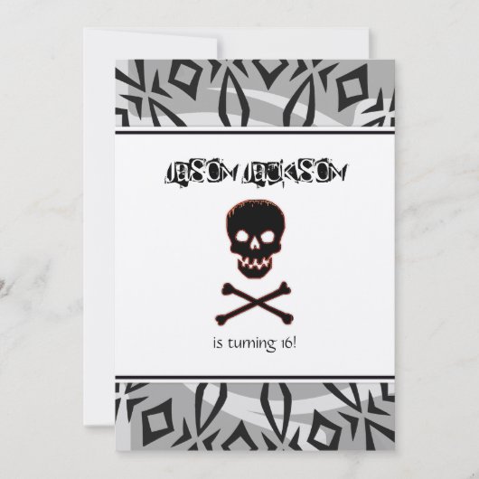 Invitation à la fête d'anniversaire du crâne (Devant)