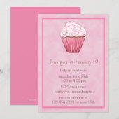 Invitation à la fête d'anniversaire du Cupcake suc (Devant / Derrière)